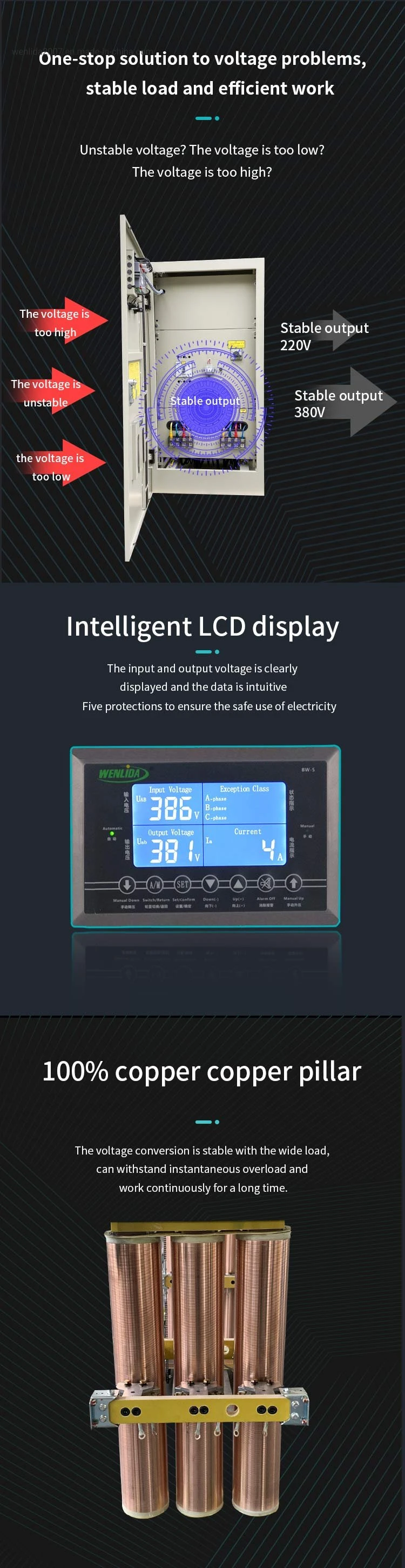 100kVA Industrial Automatic Voltage Stabilizer Regulator AVR for Laser Cutting Machine